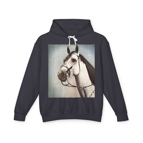 Vintage Horse Print Unisex Lightweight Hoodie - Perfect Gift for Equestrians