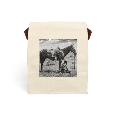 Cowboy Picnic Canvas Lunch Bag With Strap