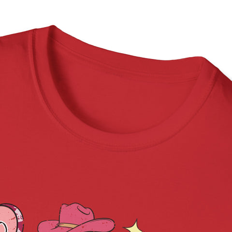 Cowgirl Heart Graphic T-Shirt — Pink Western Valentine Tee ('XOXO', 'Howdy', 'Y'all')