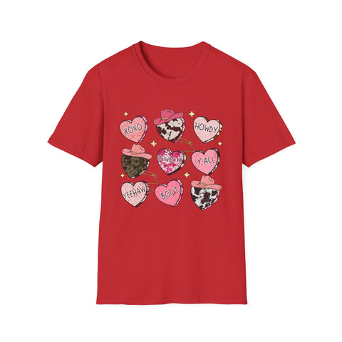 Cowgirl Heart Graphic T-Shirt — Pink Western Valentine Tee ('XOXO', 'Howdy', 'Y'all')