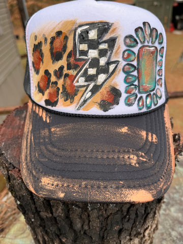 Leopard N Turquoise Custom hat