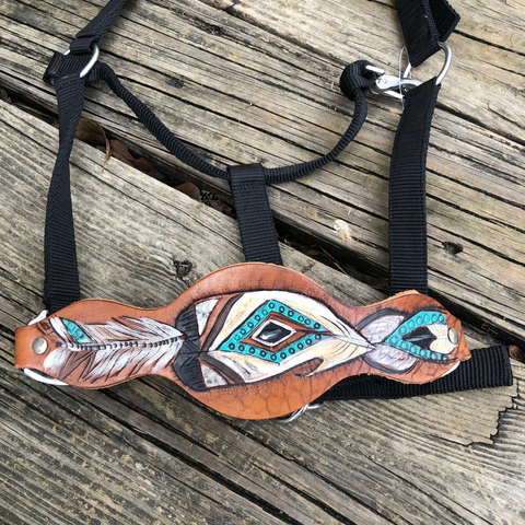 Hand Tooled Feather Horse Halter