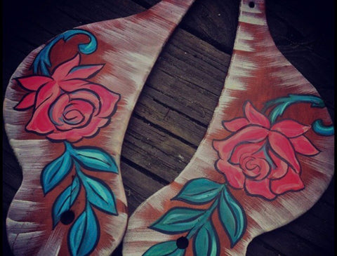 Rose Painted Spur Straps